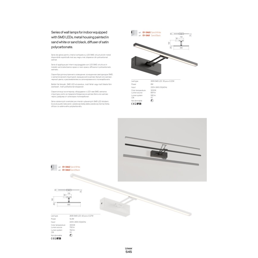 Redo 01-3461 - LED-Bilderleuchte LINEAR LED/8W/230V 35 cm CRI 92 schwarz