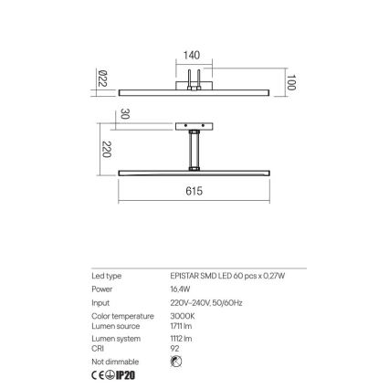 Redo 01-3473 - LED-Bilderleuchte IKON LED/16,4W/230V 61,5 cm CRI 92 Messing