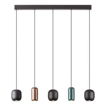 Redo 01-3481 - Hängeleuchte BOOM 5xGU10/10W/230V schwarz/grün/braun