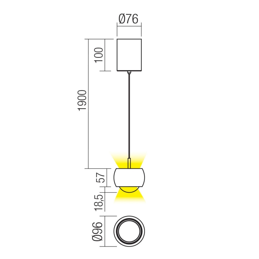 Redo 01-3546 - LED-Hängeleuchte AVES LED/12W/230V d 9,6 cm CRI 90 weiß