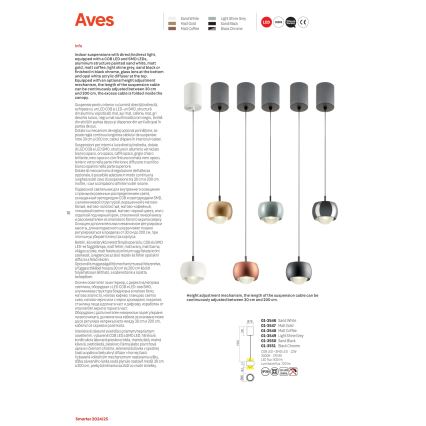 Redo 01-3551 - LED-Hängeleuchte AVES LED/12W/230V d 9,6 cm CRI 90 anthrazit