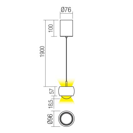 Redo 01-3551 - LED-Hängeleuchte AVES LED/12W/230V d 9,6 cm CRI 90 anthrazit