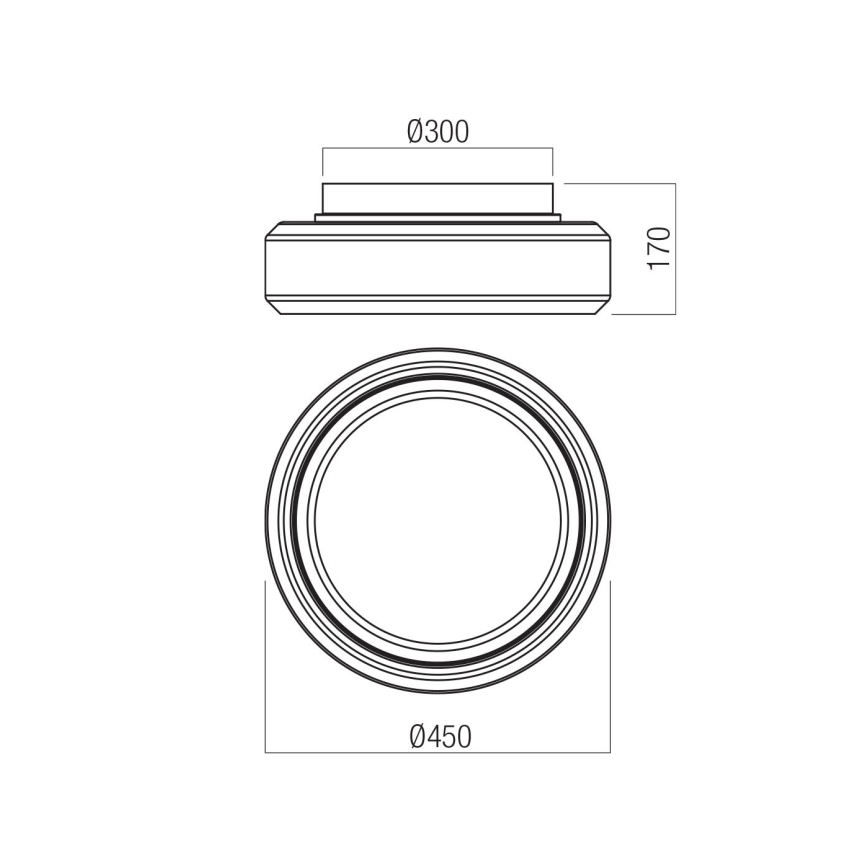 Redo 01-3590 - LED-Deckenleuchte SOLERA LED/36W/230V d 45 cm CRI 93 3000/4000K grau