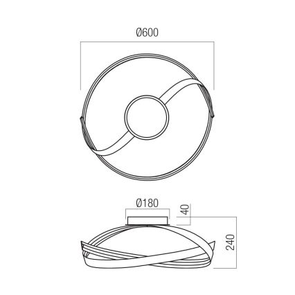 Redo 01-3613 - Dimmbare LED-Deckenleuchte IMPULS LED/34W/230V Ø 60 cm goldfarben