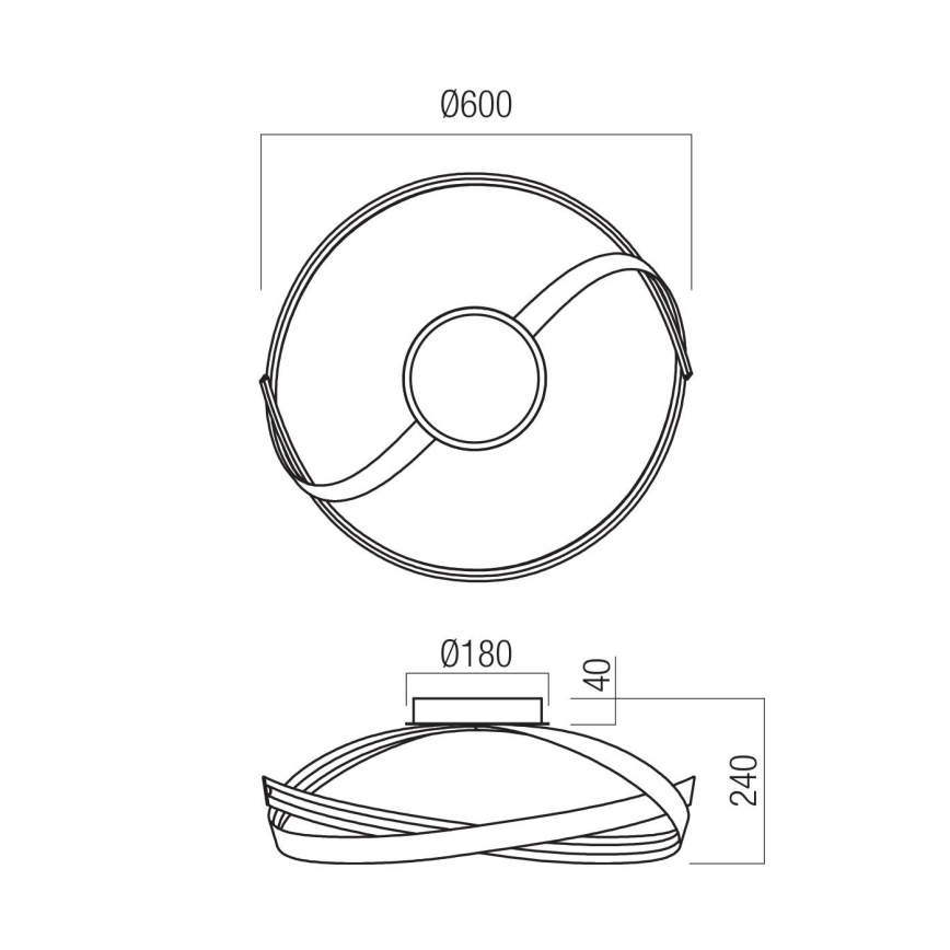 Redo 01-3614 - Dimmbare LED-Deckenleuchte IMPULS LED/34W/230V Ø 60 cm schwarz