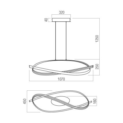 Redo 01-3616 - LED dimmbarer Pendelkronleuchter an Kabel IMPULS LED/38W/230V goldfarben