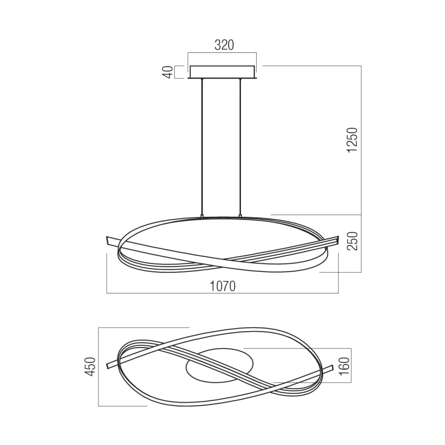 Redo 01-3616 - LED dimmbarer Pendelkronleuchter an Kabel IMPULS LED/38W/230V goldfarben