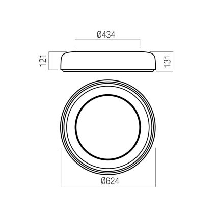 Redo 01-3724 - LED-Deckenleuchte DIP LED/40W/230V 2700/3000/4000/5000/6500K CRI 90 Ø 62,4 cm schwarz
