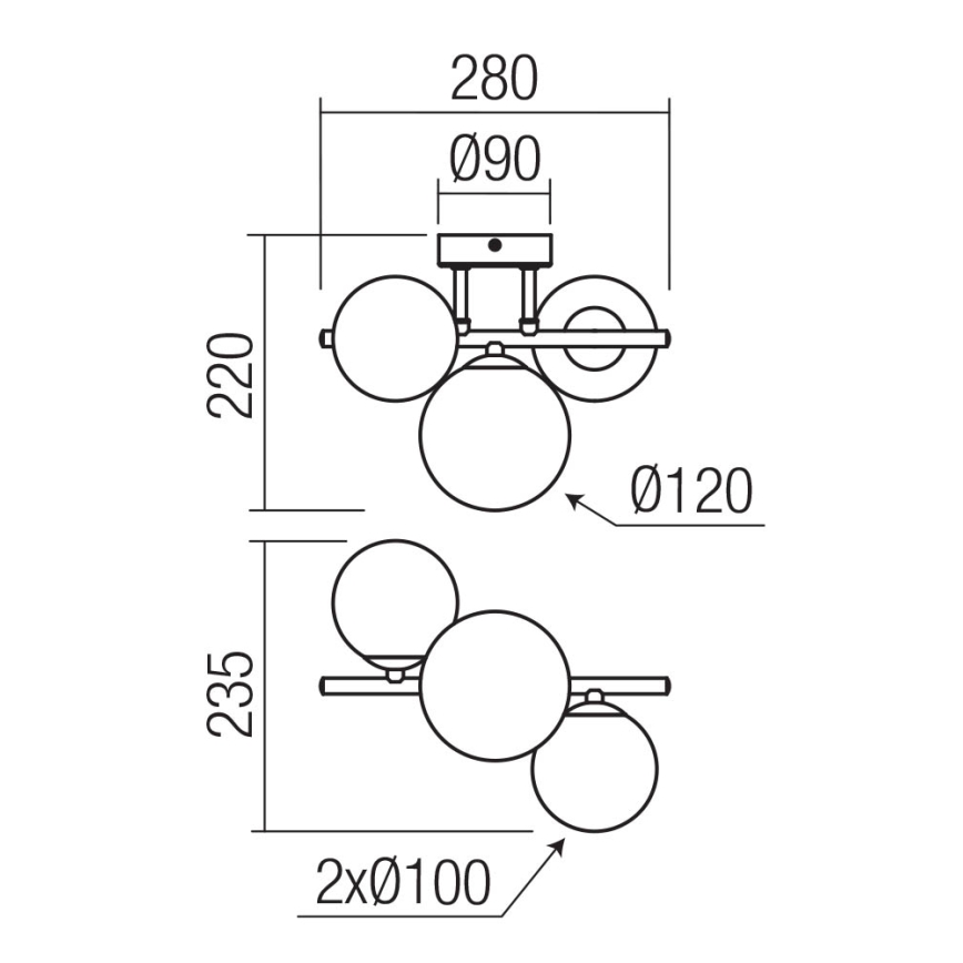 Redo 01-3988 - Aufbauleuchte ASTRA 3xG9/8W/230V schwarz