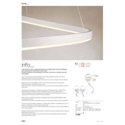 Redo 01-4011 - LED-dimmbare Deckenleuchte SCROLL LED/38W/230V 3000K/4000K/6000K CRI 90 Ø 60 cm goldfarben