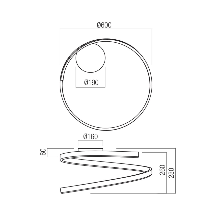 Redo 01-4011 - LED-dimmbare Deckenleuchte SCROLL LED/38W/230V 3000K/4000K/6000K CRI 90 Ø 60 cm goldfarben