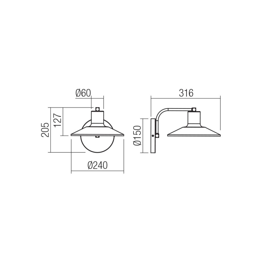 Redo 01-4053 - Wandleuchte FRESNO 1xE27/42W/230V