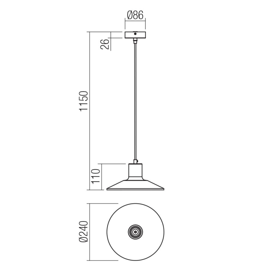 Redo 01-4054 - Hängeleuchte FRESNO 1xE27/42W/230V d 24 cm