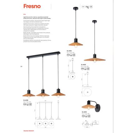 Redo 01-4056 - Hängeleuchte FRESNO 3xE27/42W/230V