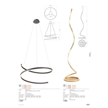 Redo 01-4281 - Dimmbare LED-Stehleuchte SCROLL LED/30W/230V 3000K/4000K/6000K CRI 90 weiß