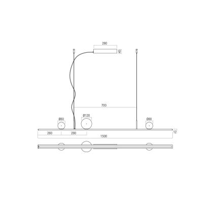 Redo 01-4301 - DUNE LED-dimmbare Pendelleuchte mit Seilaufhängung LED/48W/230V 3000K CRI 90 weiß/gold