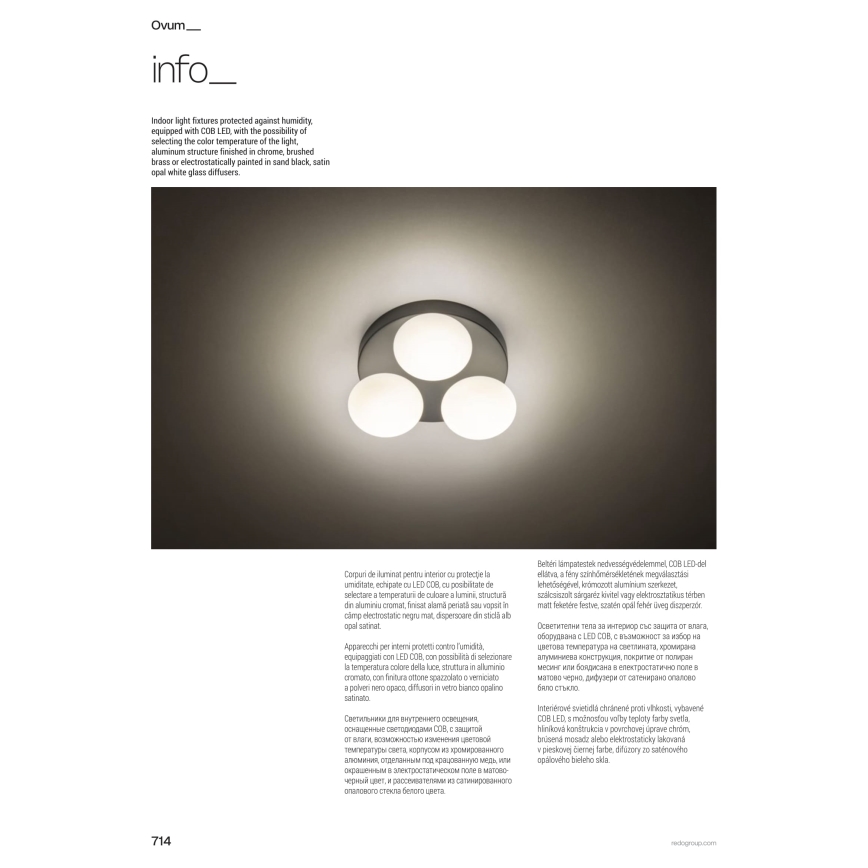 Redo 01-4308 - LED Badezimmer-Deckenleuchte OVUM 3xLED/5W/230V 3000/4000K CRI 90 Ø 24 cm IP44 weiß/schwarz