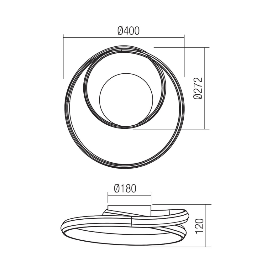 Redo 01-4356 - LED-dimmbare Wandleuchte TORSION LED/30W/230V 2700/3000/4000K CRI 90 schwarz