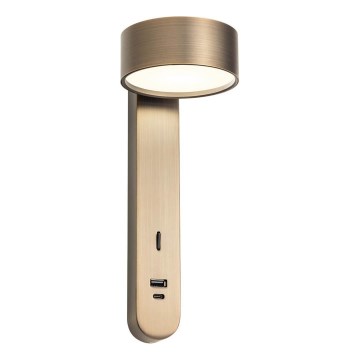 Redo 01-4642 - SADES LED-Wandleuchte, LED/6W/230V, CRI 90, mit USB, Bronze