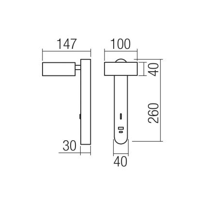Redo 01-4642 - SADES LED-Wandleuchte, LED/6W/230V, CRI 90, mit USB, Bronze