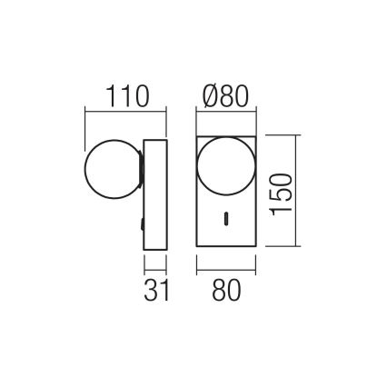 Redo 01-4658 - LED-Wandleuchte NORMA LED/5W/230V CRI 90 USB weiß/bronzefarben