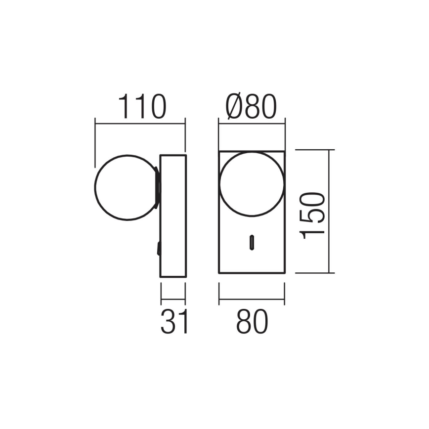 Redo 01-4659 - LED-Wandleuchte NORMA LED/5W/230V CRI 90 USB weiß/schwarz