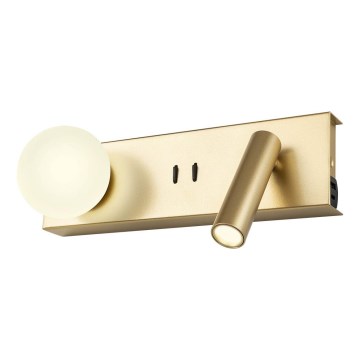 Redo 01-4661 - LED-Wandleuchte NORMA LED/5W/230V + LED/3W CRI 90 USB weiß/gold