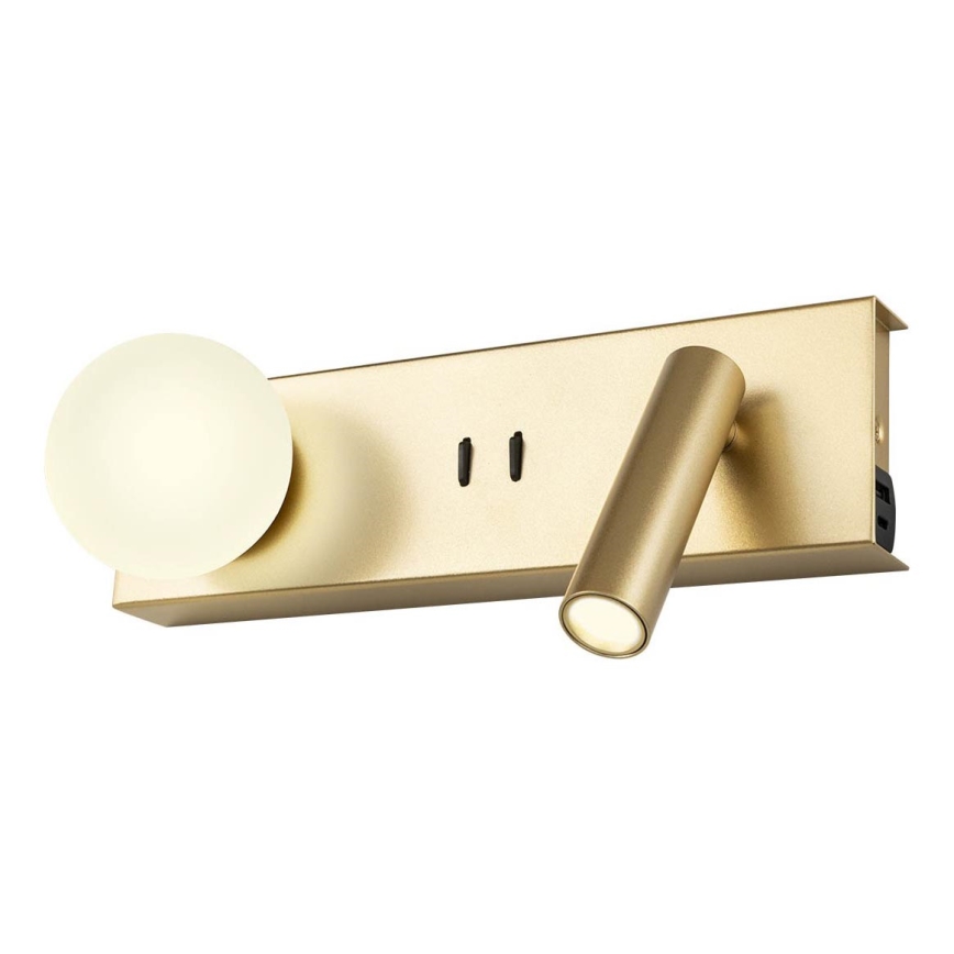 Redo 01-4661 - LED-Wandleuchte NORMA LED/5W/230V + LED/3W CRI 90 USB weiß/gold