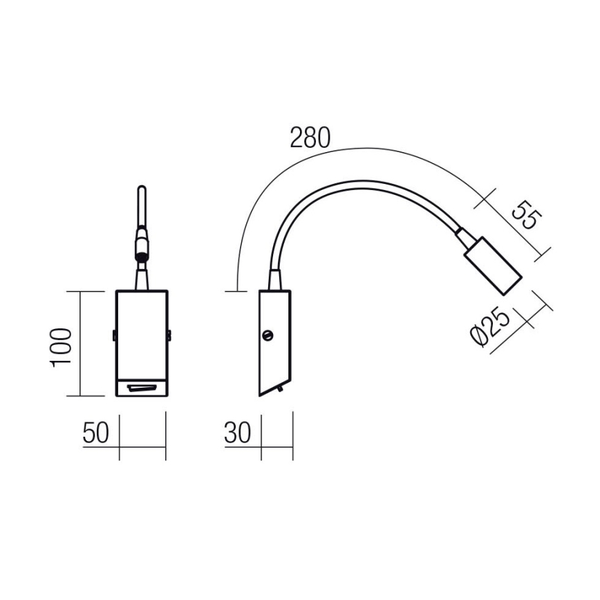 Redo 01-4802 - Flexible LED-Leselampe HELLO LED/3W/230V bronzefarben