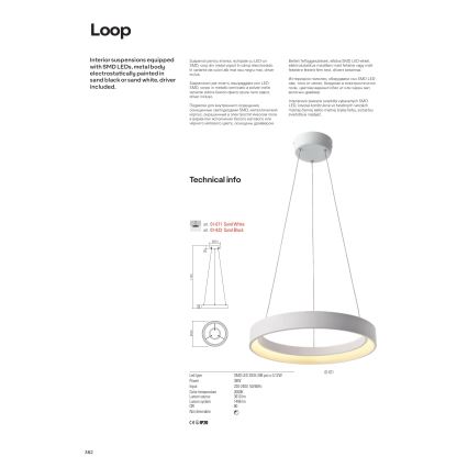 Redo 01-671 - LED-Hängeleuchte LOOP LED/38W/230V d 45 cm weiß