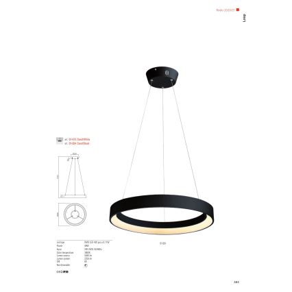 Redo 01-672 - LED-Hängeleuchte LOOP LED/48W/230V d 60 cm weiß