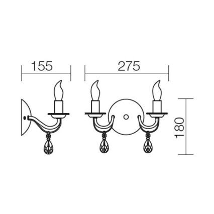 Redo 02-710 - Wandlampe FABIOLA 2xE14/28W/230V