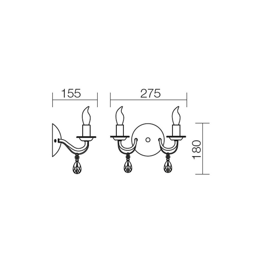 Redo 02-710 - Wandlampe FABIOLA 2xE14/28W/230V