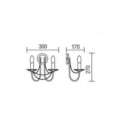 Redo 02-859 - Wandlampe ARIEL 2xE14/28W/230V kupfern