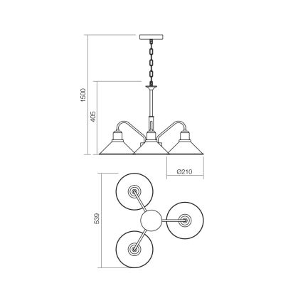 Redo 02-935 - Kette-Kronleuchter  VERNER 3xE27/42W/230V