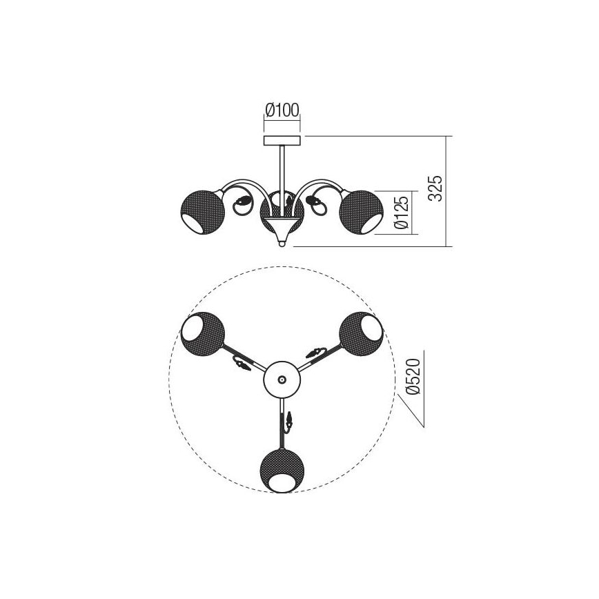 Redo 02-970 - Deckenleuchte an Stange ASPERA 3xE14/28W/230V schwarz