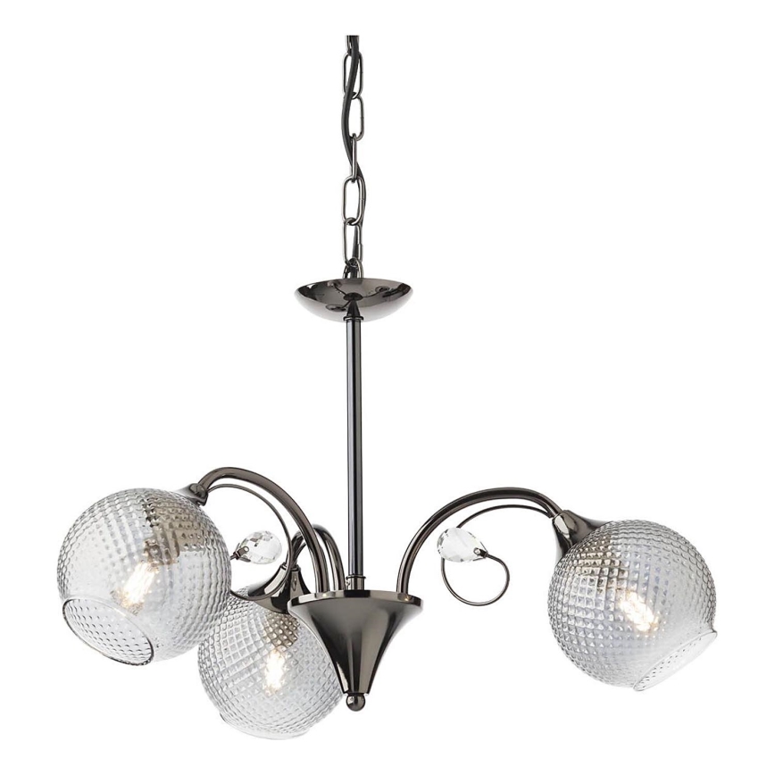Redo 02-972 - Kronleuchter an Kette ASPERA 3xE14/28W/230V Ø 52 cm schwarz