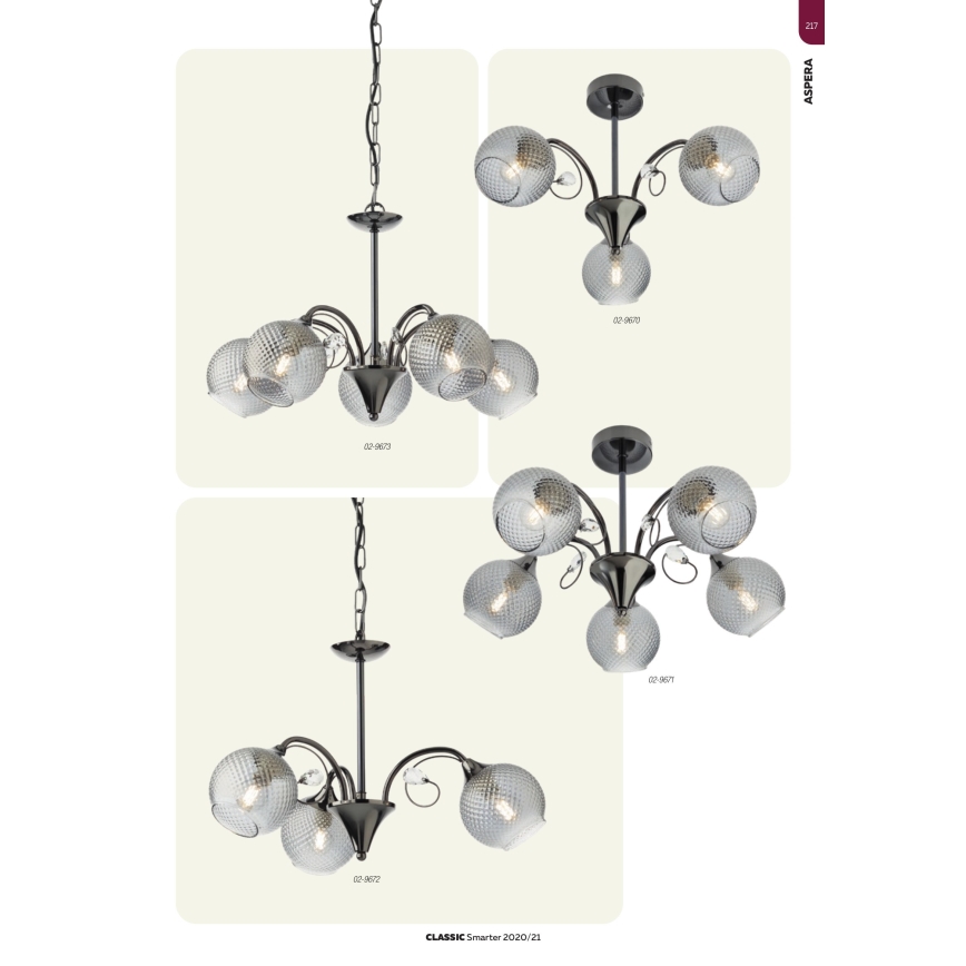 Redo 02-972 - Kronleuchter an Kette ASPERA 3xE14/28W/230V Ø 52 cm schwarz