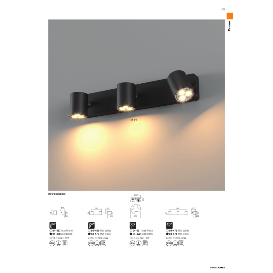 Redo 04-473 - CAMEO-Spot 3xGU10/35W/230V weiß