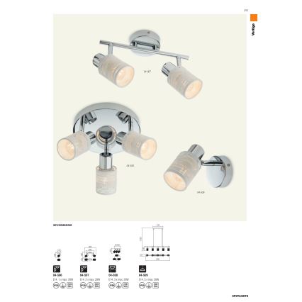 Redo 04-509 - Hängeleuchte am Kabel VERTIGO 5xE14/28W/230V glänzender Chrom/weiß