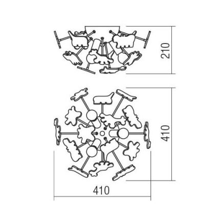 Redo 04-514 - Kinder-Deckenleuchte SAFARI 3xE14/28W/230V Ø 41 cm mehrfarbig