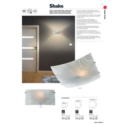 Redo 05-812 - Deckenleuchte SHAKE 1xE27/42W/230V 29,5x29,5 cm weiß