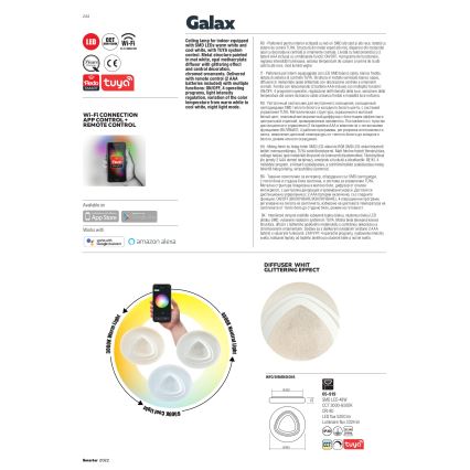 Redo 05-919 - LED-dimmbare Deckenleuchte GALAX LED/48W/230V 3000-6500K Wi-Fi Tuya Ø 48 cm weiß + Fernbedienung