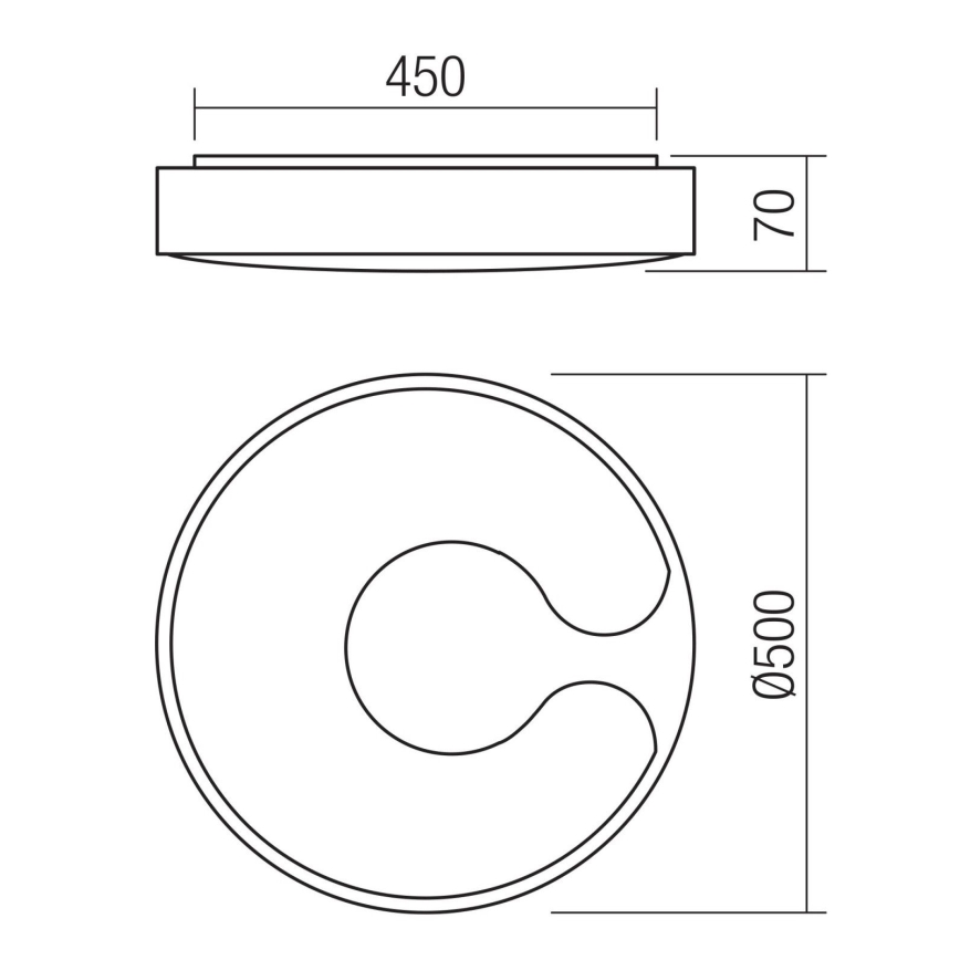 Redo 05-927 - Dimmbare LED-RGBW-Deckenleuchte BIGSI LED/48W/230V 3000-6500K Ø 50 cm schwarz + Fernbedienung