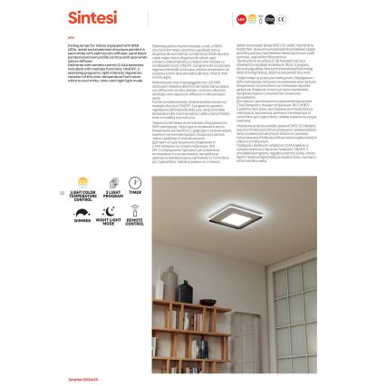 Redo 05-961 - Dimmbare LED-Deckenleuchte SINTESI LED/53W/230V 45x45 cm 3000-6000K + Fernbedienung