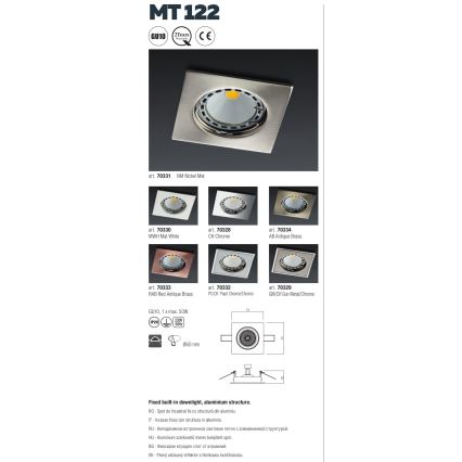 Redo 70328 - Einbauleuchte MT 1xGU10/50W/12V