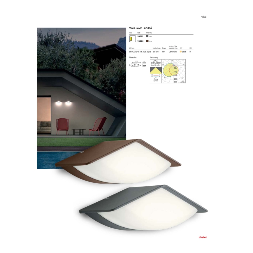 Redo 90001 - LED Auβen-Wandbeleuchtung CHALET 1xLED/8W/230V IP54