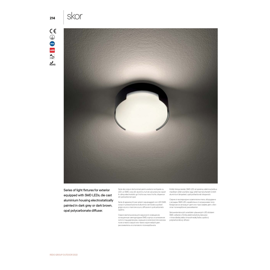 Redo 90005 - LED-Außen-Deckenleuchte SKOR LED/16W/230V IP54