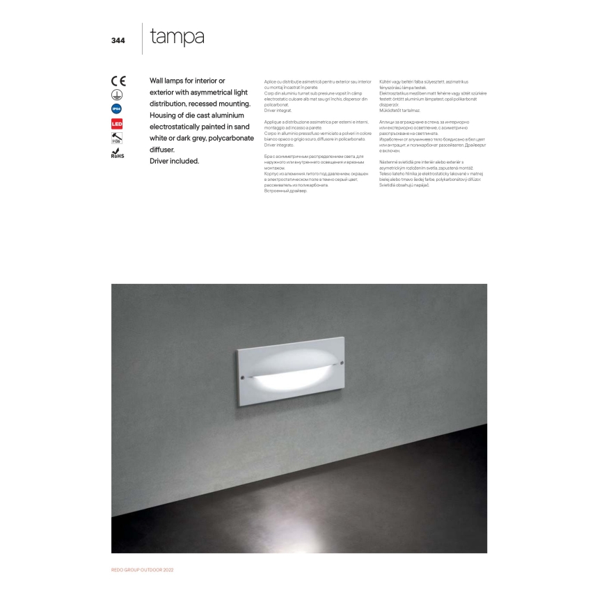 Redo 90009 - LED Außen-Orientierungsleuchte TAMPA LED/11W/230V IP54 weiß