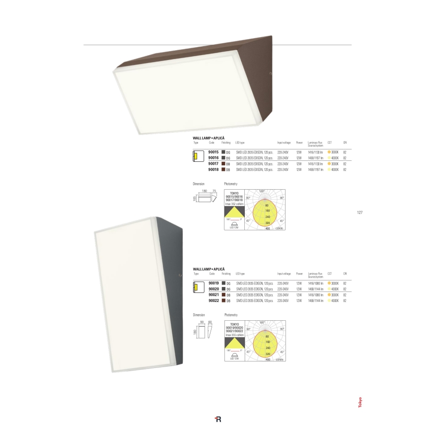 Redo 90021 - LED Auβen-Wandbeleuchtung TOKYO LED/12W/230V 3000K IP54 braun